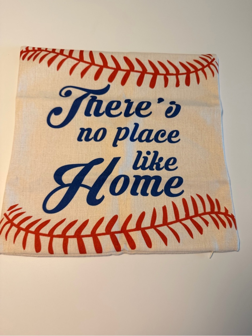 FREE: There’s No Place Like Home Baseball Pillow Cover - Cream, Red, Blue, NWOT - Picture 2 of 7